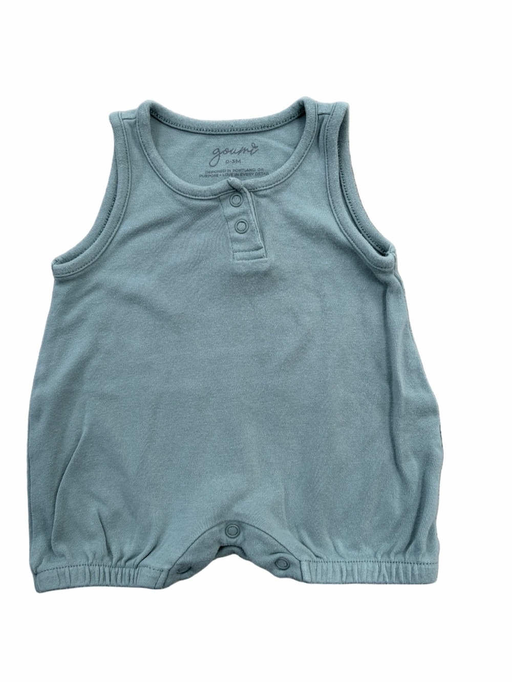 Goumi Size 0-3 Months Quick Change Bamboo Blend Tank Romper in Green Sea Glass